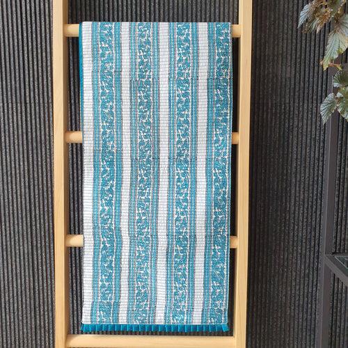 Teal Block Printed Table Runner