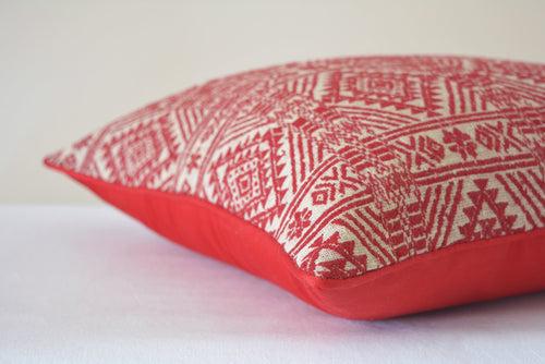 Red Woven Ahimsa/Peace Silk Pillow Cover