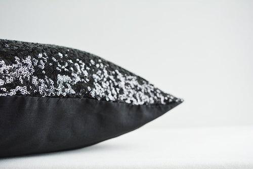 Glamorous Black Sequin Pillow Cover