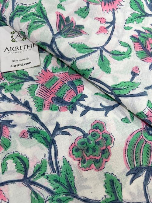 Hand block Printed pure cotton fabric