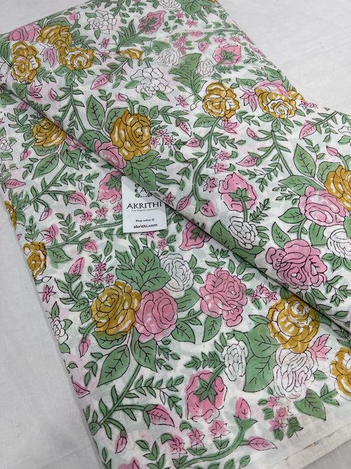 Hand block Printed pure cotton fabric