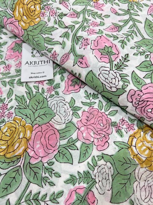 Hand block Printed pure cotton fabric