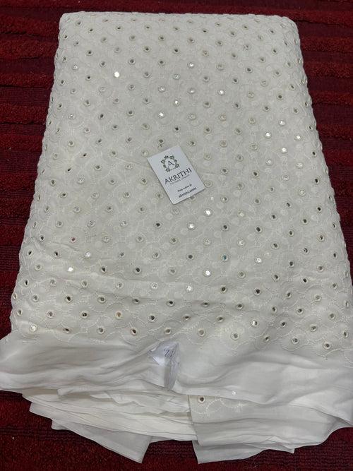 Dyeable embroidered Georgette fabric