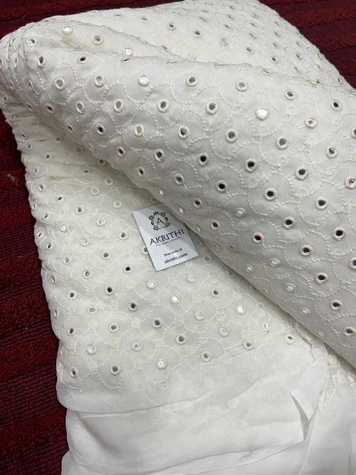 Dyeable embroidered Georgette fabric