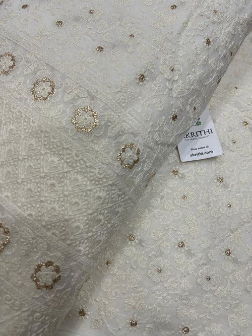 Dyeable embroidered Georgette fabric