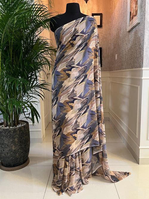 Digital printed georgette saree with blouse