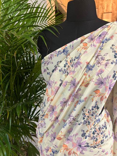 Digital printed georgette saree with blouse