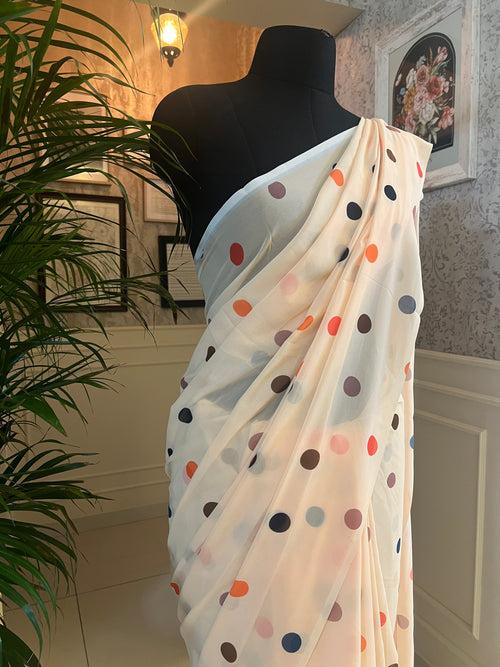 Digital printed georgette saree with blouse