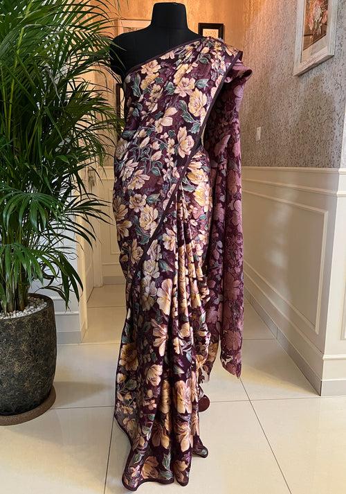 Digital printed Brasso georgette saree with blouse