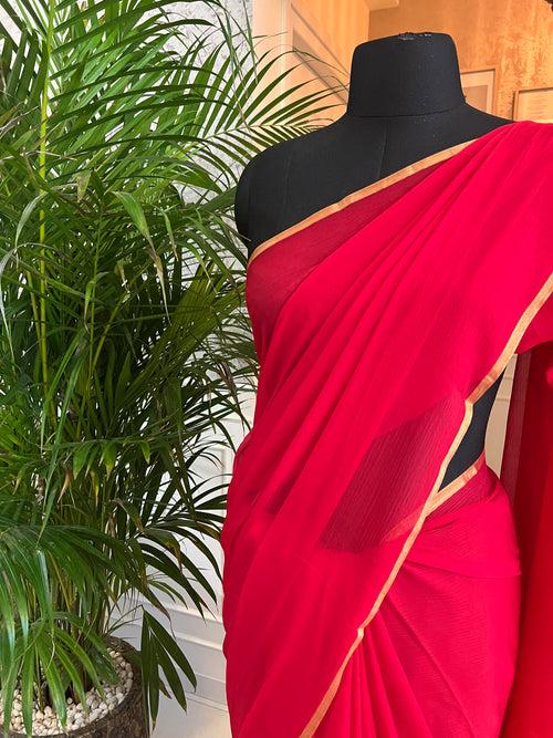 Pure silk chiffon saree