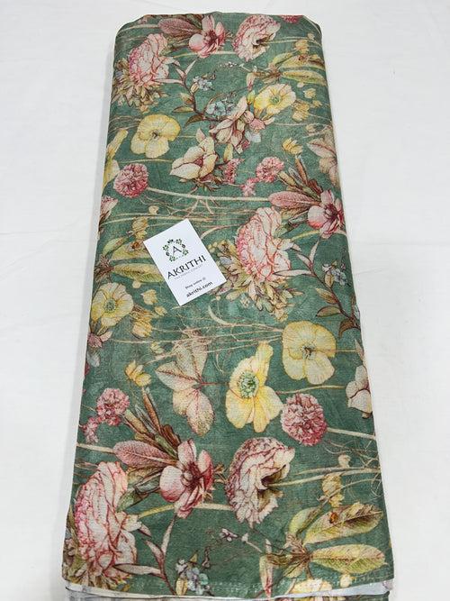 Digital floral printed pure chinon fabric