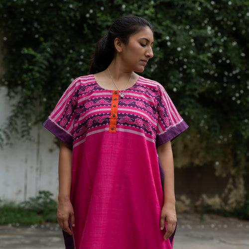 Magenta Vines Ikat Kaftan