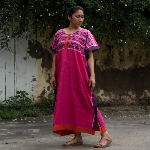 Magenta Vines Ikat Kaftan