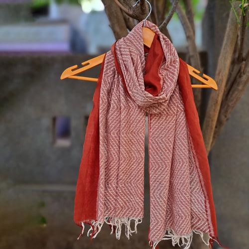 Chevron Earth Brown Ikat Stole