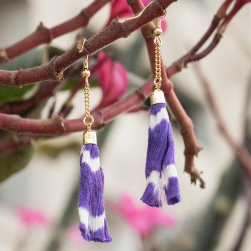 Ikat Tassels Necklace - Purple