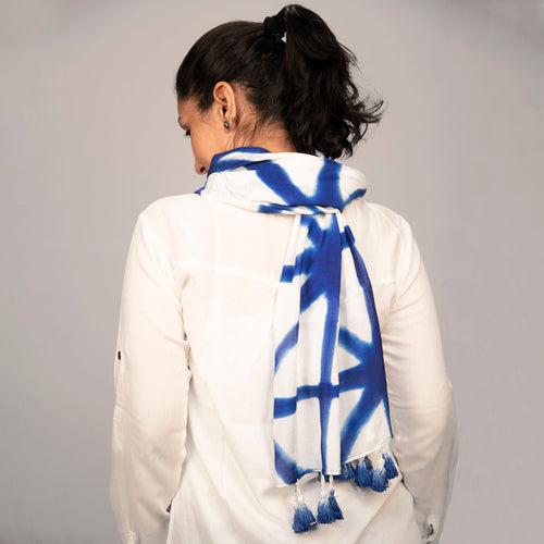 Blue Shibori Star Stole