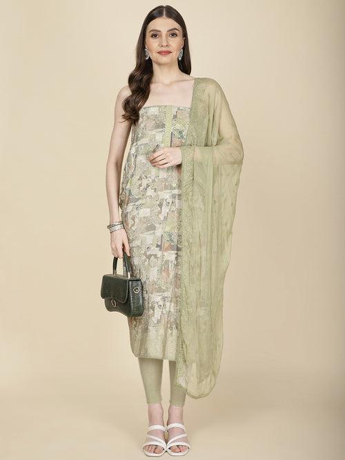 Neck Embroidered Muslin Unstitched Suit Piece With Dupatta