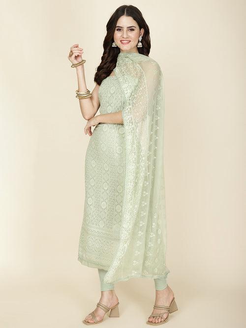 All Over Embroidery Georgette Unstitched Suit Piece With Dupatta