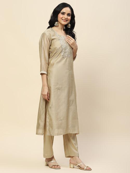 Gota Work Chanderi Kurta With Pants