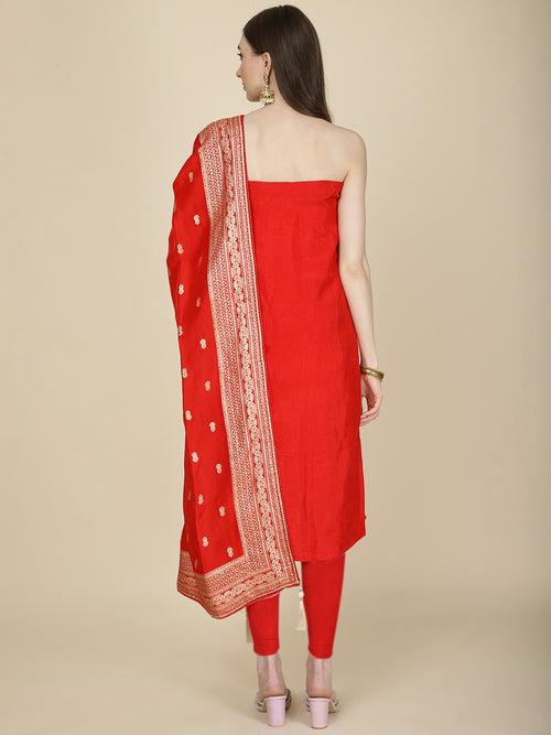 Woven Chanderi Unstitched Suit Piece With Dupatta