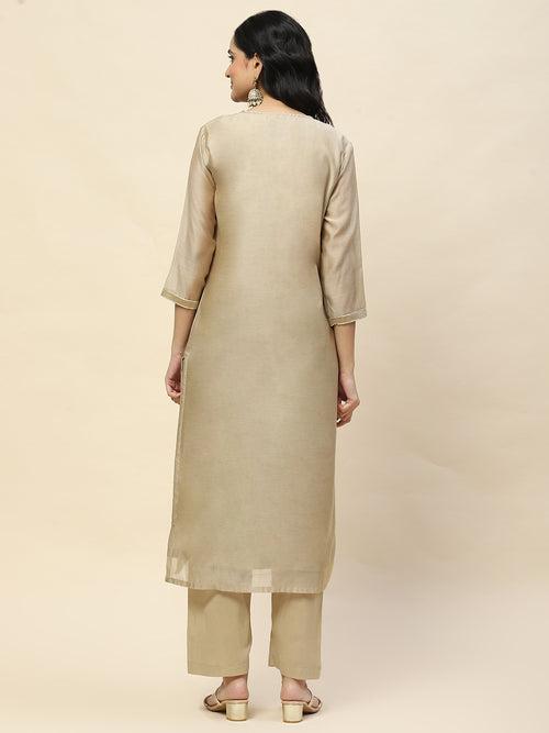 Gota Work Chanderi Kurta With Pants