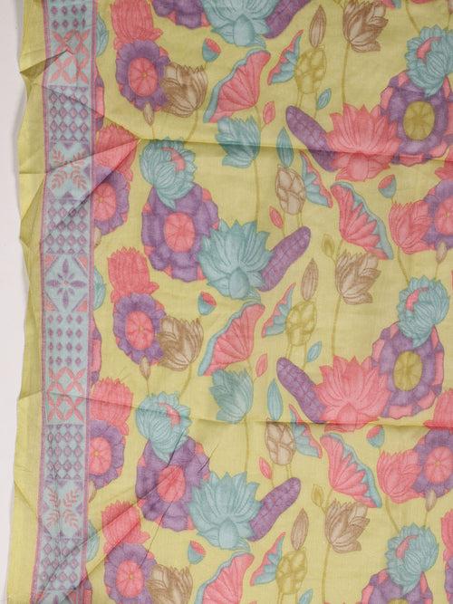 Schiffli Printed Cotton Unstitched Suit Piece With Dupatta