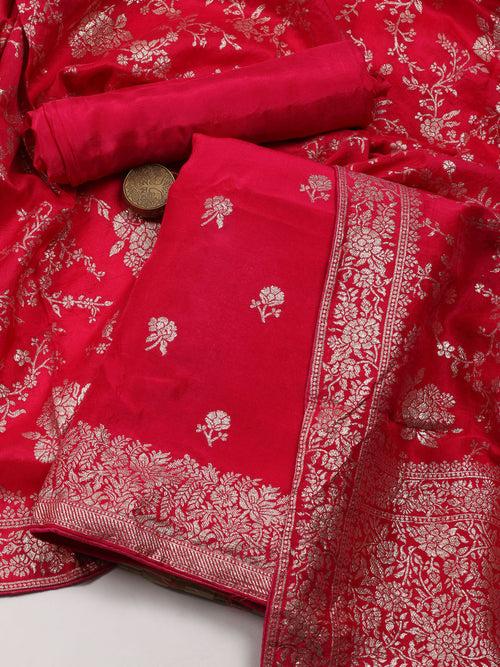 Woven Chanderi Unstitched Suit Piece With Dupatta