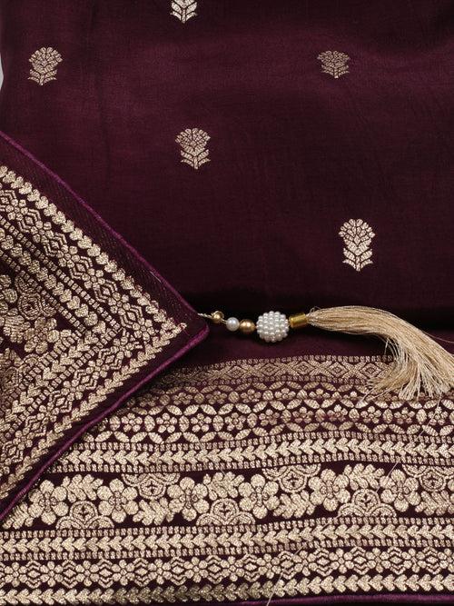 Woven Chanderi Unstitched Suit Piece With Dupatta