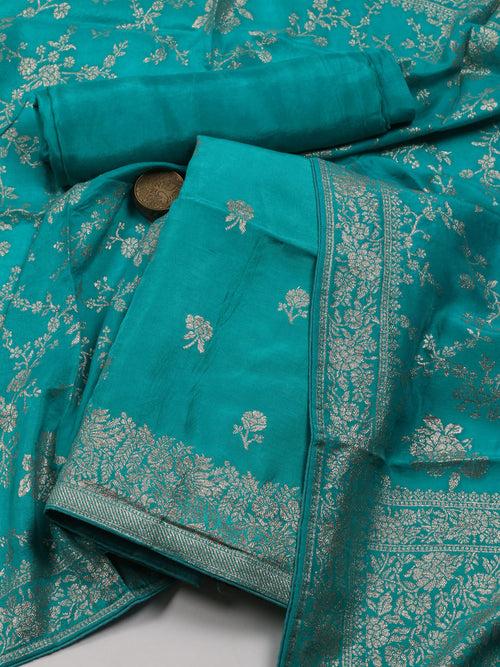 Woven Chanderi Unstitched Suit Piece With Dupatta