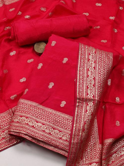 Woven Chanderi Unstitched Suit Piece With Dupatta