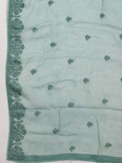 Neck Embroidered Muslin Unstitched Suit Piece With Dupatta