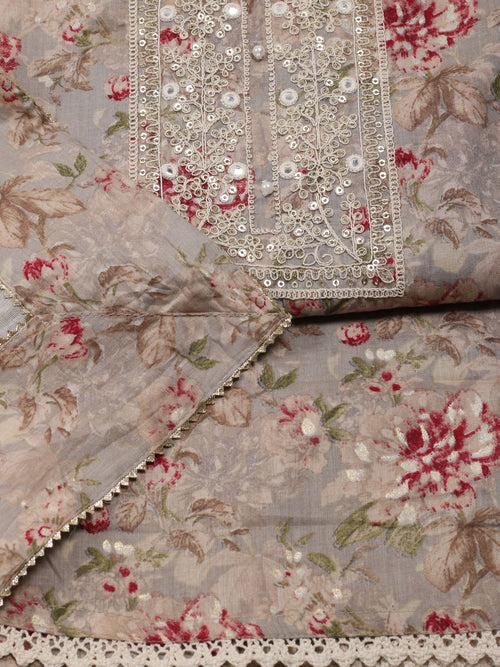 Neck Patti Cotton Unstitched Suit Piece With Dupatta