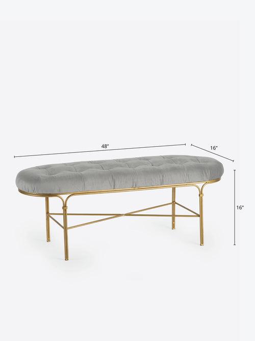 Georgia Bench - Grey Velvet