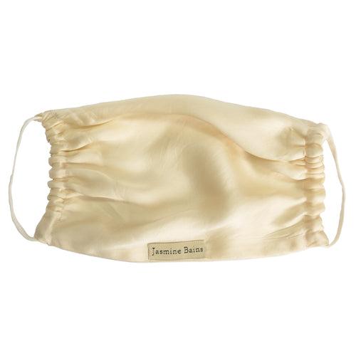 Mulberry Silk Adjustable Face Mask (Ivory)+ Coordinating Ruffled Silk Scrunchie (Set of 2)