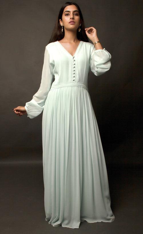 Aqua Green Gathered Dress