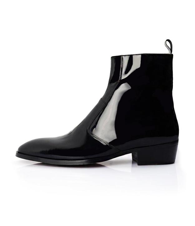 Cuban Zipper Boots - Black Patent