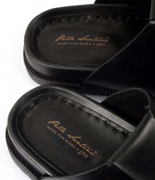 Torino Leather Slippers - Black