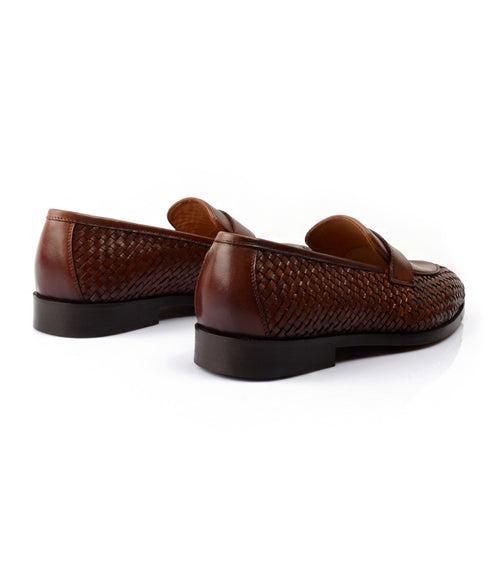 Handwoven Penny Loafers - Cognac