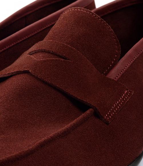 Burgundy Suede Penny Loafers - Ultra-Flex