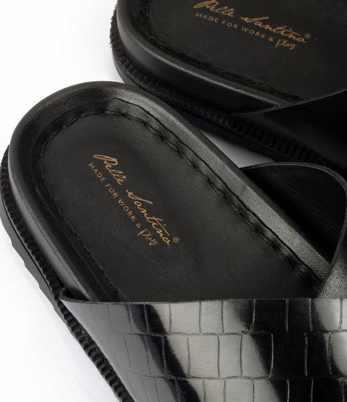 Milano Leather Slippers - Black