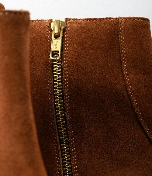 Cuban Zipper Boots - Beige Suede