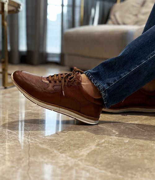 UrbanStride Leather Sneakers - Cognac