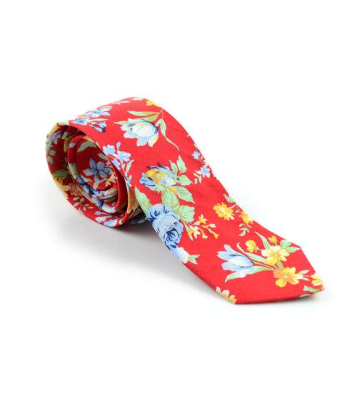 Ferrari Red Floral Neck Tie