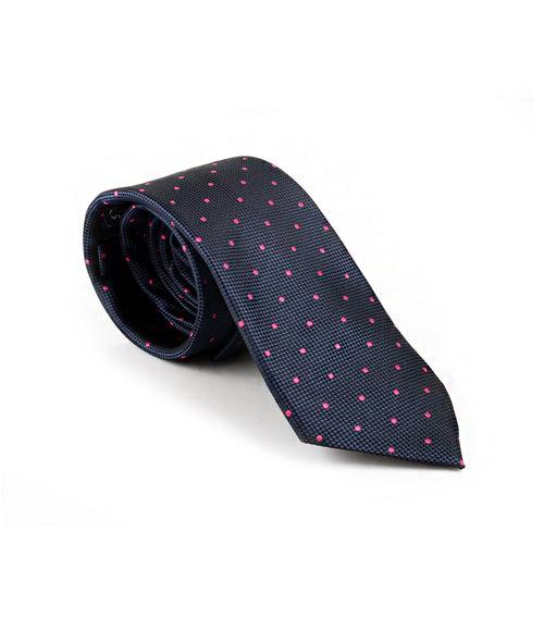 Midnight Blue & Pink Polka Neck Tie