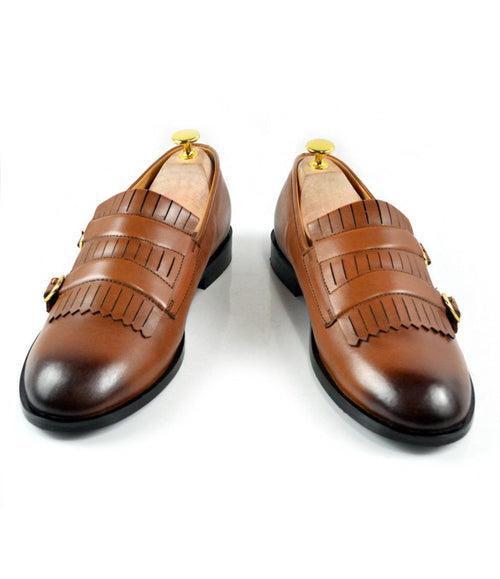 Tan Double Buckle Loafers