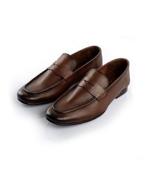 Brown Milled Penny Loafers - Ultra-Flex