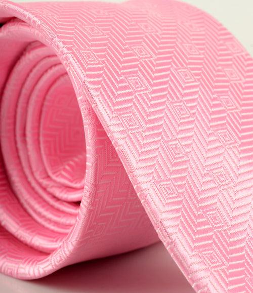 Pink Herringbone Blocks Neck Tie