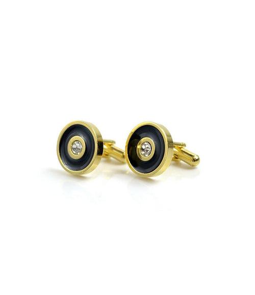 Black & Gold Round Cufflinks