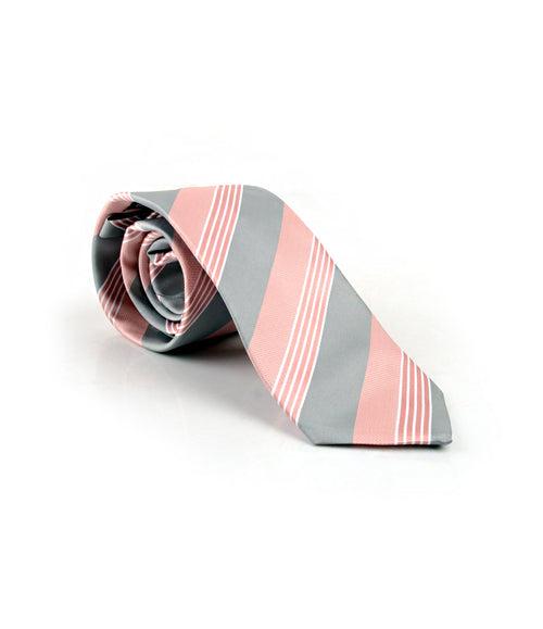 Salmon Grey Striped Neck Tie