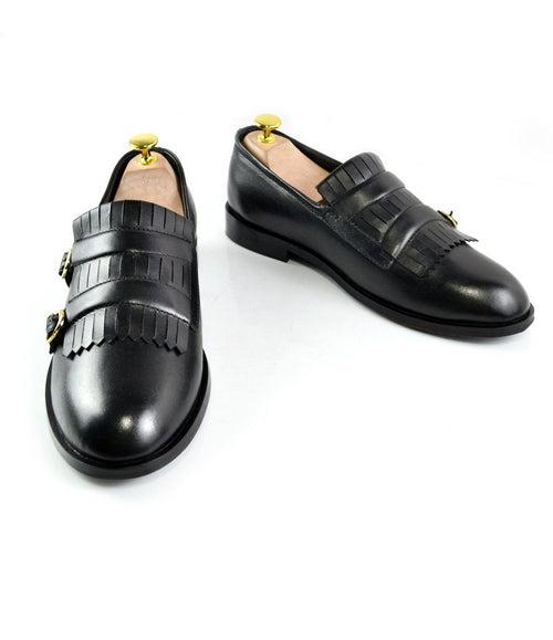 Black Double Buckle Loafers